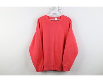 Sudadera de cuello redondo lisa desgastada para mujer, estilo streetwear de los 80 y 90, fabricada en EE. UU., sudadera vintage de cuello redondo lisa, sudadera de cuello redondo lisa de los años 80, sudadera de cuello redondo