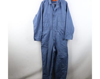 70s 80s Streetwear Mens 42R Distressed Wide Leg Coveralls Bibs Blue USA, 1970s Workwear Coveralls, 1970s Coveralls Bibs, 1980s Coveralls