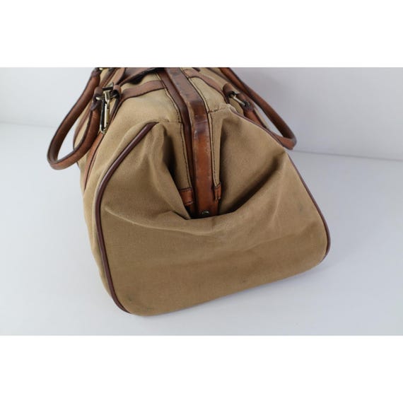 90s Streetwear Distressed Canvas Leather Handled Pull Open Doctors Bag, Vintage Leather Doctors BAg, Vintage Canvas Bag, Vintage Doctors Bag View 5