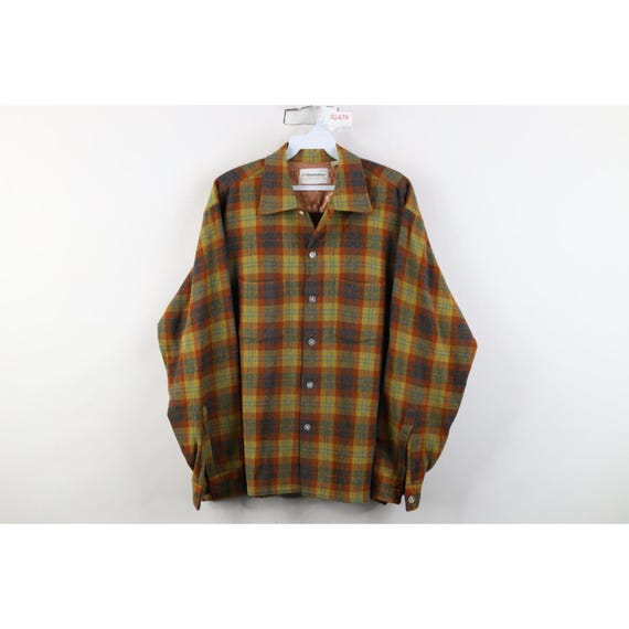 50s 60s Rockabilly Mens Large Wool Blend Knit Board Button Shirt USA, 1950s Board Button Shirt, 1950s Collared Button Shirt, 1960s Shirt