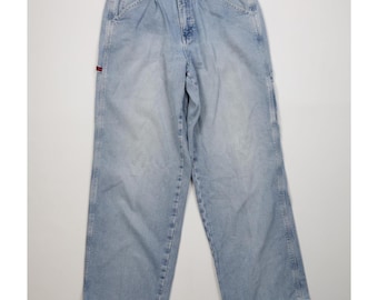 Vintage Y2K 2001 Tommy Hilfiger Womens 14 Distressed Baggy Wide Leg Carpenter Jeans, Vintage Tommy Hilfiger Jeans, Vintage Tommy Jeans, Y2K