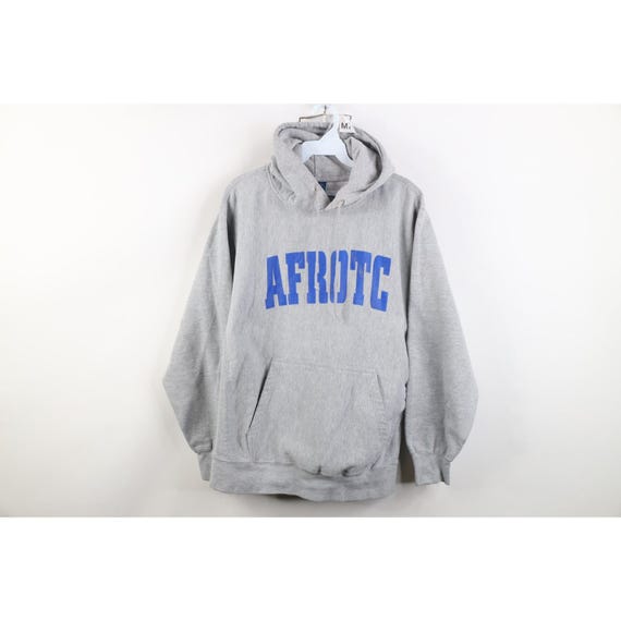 90s Mens Medium Reverse Weave Air Force ROTC Hoodie Sweatshirt Gray, Vintage Rotc Reverse Weave Hoodie, Air Force Heavyweight Hoodie, AFROTC