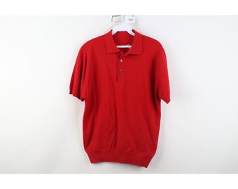 50s 60s Rockabilly Mens XL Ban Lon Cable Knit Pullover Polo Shirt