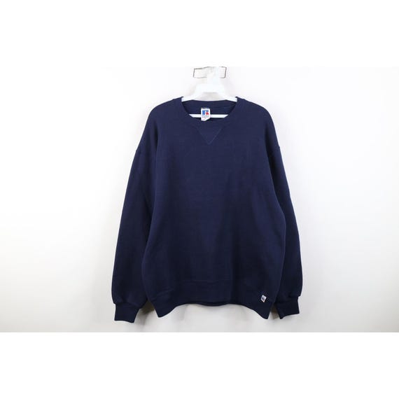 90s Russell Athletic Mens XL Faded Blank Crewneck Sweatshirt Blue USA, Vintage Russell Athletic Crewneck Sweatshirt, 90s Russell Sweatshirt
