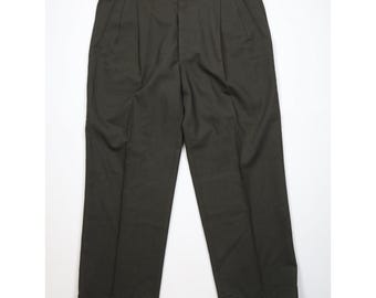 90s Streetwear Mens Size 40x30 Wool Knit Wide Leg Chino Pants Green USA, Vintage Wide Leg Chino Pants, 1990s Wool Knit Pants, Vintage Pants