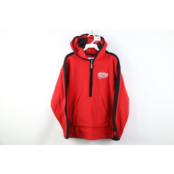 90s Starter Womens Large Distressed Detroit Red Wings Hockey Fleece Hoodie, Vintage Detroit Red Wings Fleece Hoodie, 90s Starter Sweatshirt