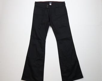 Pantalones acampanados de pierna ancha Von Dutch, talla 31, para mujer, estilo años 90, color negro, EE. UU., vaqueros babydoll vintage Von Dutch, años 2000, pierna ancha.