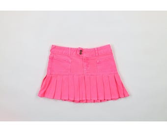 Deadstock Vintage Y2K Von Dutch Womens Small Spell Out Denim Jean Mini Skirt Pink USA, Vintage Von Dutch Mini Skirt, Y2K Babydoll Von Dutch