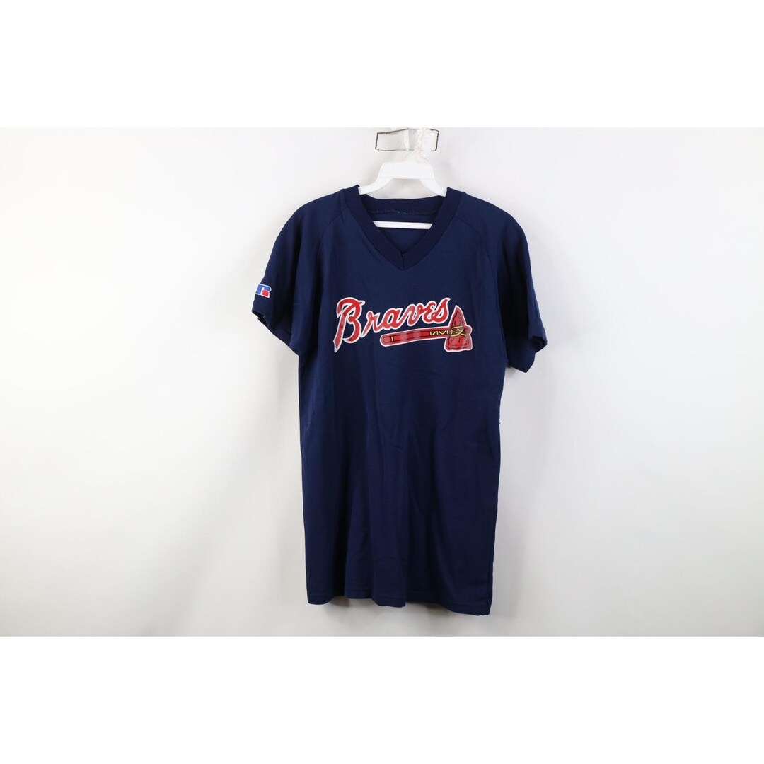 80s 90s Russell Athletic Mens Small Atlanta Braves Baseball Jersey
