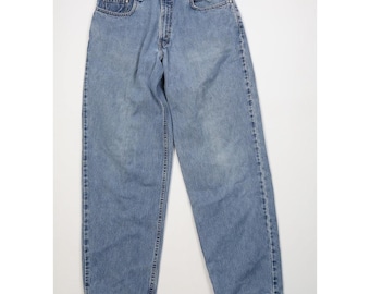 Calça jeans Levi's Silvertab masculina, tamanho 33x32, desbotada, corte folgado, azul, fabricada nos EUA, anos 90. Calça jeans Levi's Silvertab vintage, calça jeans Levi's corte folgado dos anos 90.