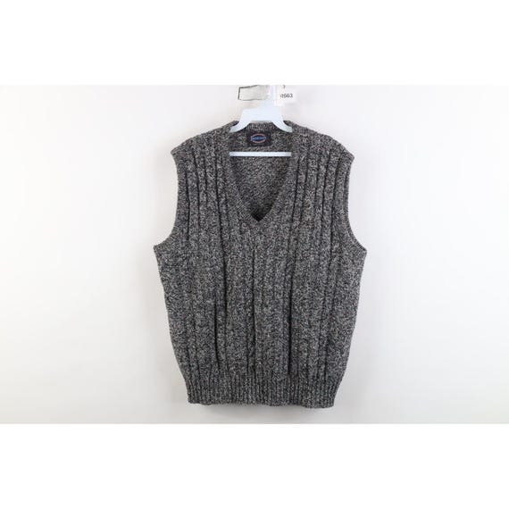 70s Streetwear Mens Large Rainbow Fleck Wool Blend Ribbed Knit Sweater Vest, Vintage Ribbed Knit Sweater Vest, 1970s Wool Ribbed Knit Vest