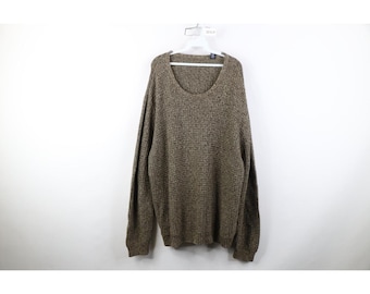 Streetwear des années 90, 2XL XXL blanc, pull à col rond en tricot côtelé thermique pour homme, pull en tricot thermique vintage, pull à col rond des années 1990, pull des années 90