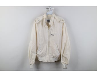 Blouson aviateur Cafe Racer à fermeture éclair complète pour hommes des années 80 et 90 pour hommes, blanc, blouson aviateur vintage Members Only, blouson aviateur des années 80, veste café