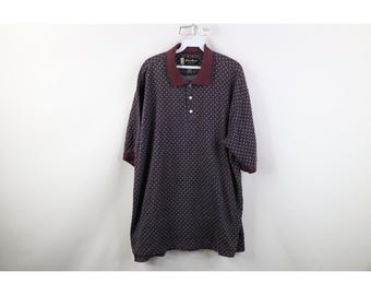 90s Eddie Bauer Mens Large Faded Baggy Geometric Collared Golf Polo Shirt, Vintage Eddie Bauer Golf Polo Shirt, 1990s Golf Polo, 90s Polo