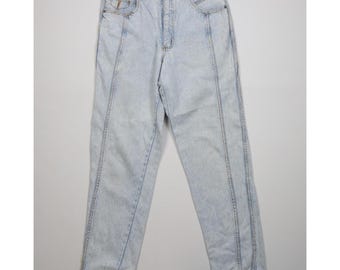 Bugle Boy des années 90 pour homme 32 x 30 délavé à l'acide fuselé jean bleu coton, jeans vintage délavé à l'acide, jeans fuselé des années 1990, jeans des années 90