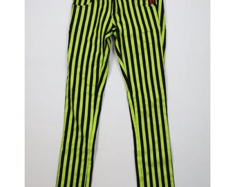 90s Y2K Tripp NYC Womens 7 Beetlejuice Striped Skinny Leg Jeans Stretch, Vintage Tripp Goth Jeans, 1990s Striped Jeans, Womens Skinny Jeans