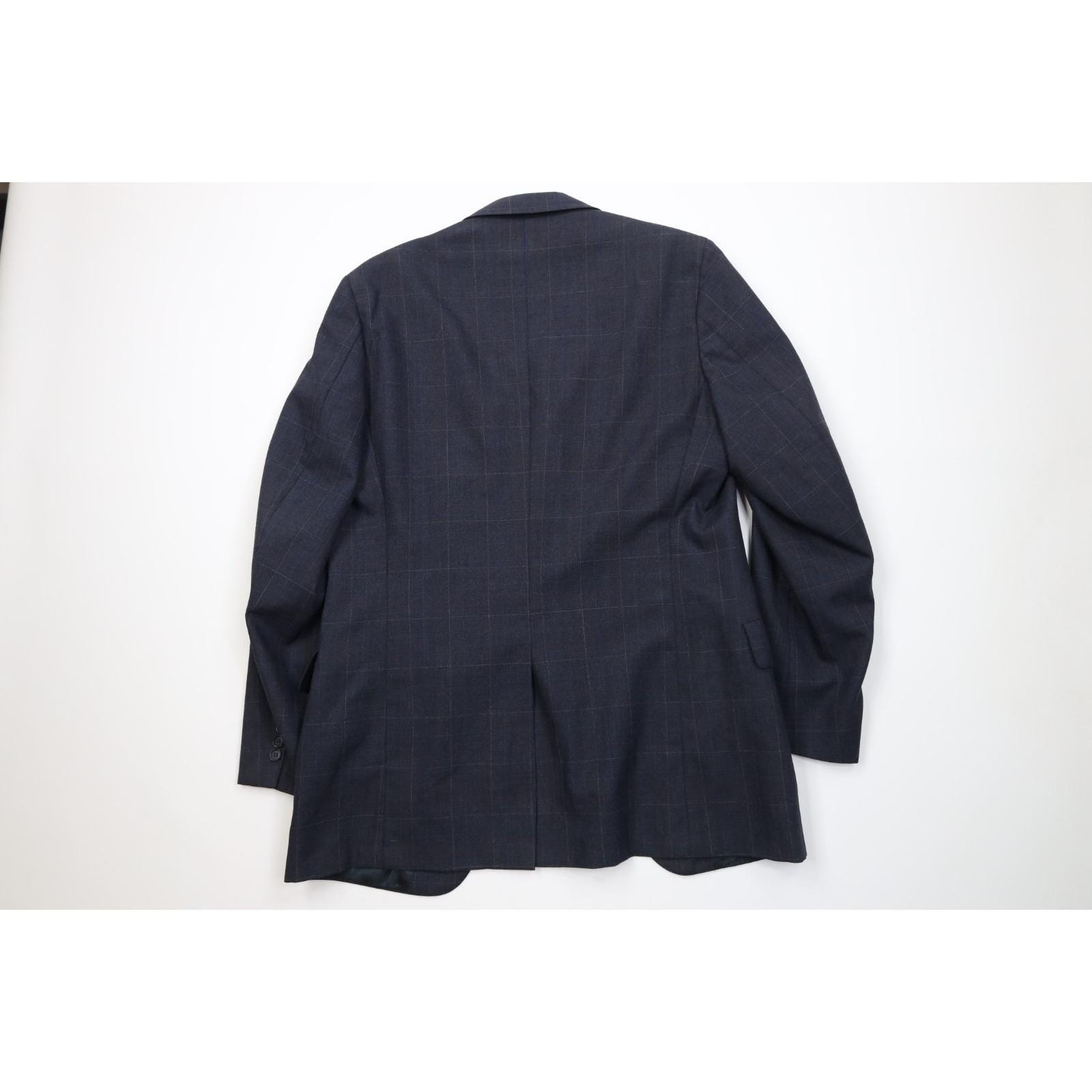 70s Streetwear Mens 40L 2 Piece Wool Suit Wedding Plaid Wide Leg