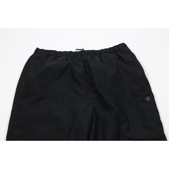90s Champion Mens Large Faded Lined Wide Leg Microfiber Pants Black, Vintage Champion Wide Leg Pants, 1990s Champion Pants, 90s Champion View 2