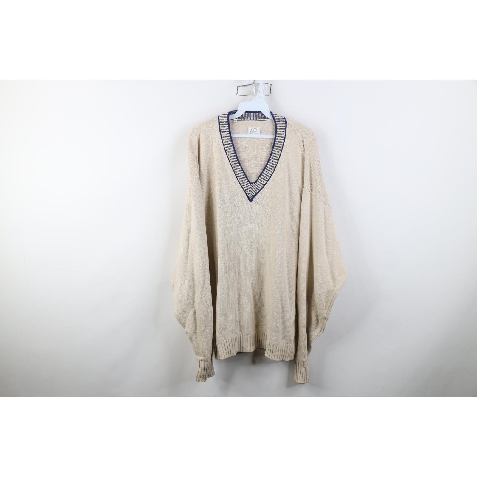 90s C.P. Company made in Italy ホワイトベスト 90s CP Company Massimo Osti Mens XL Blank Ribbed Knit V-neck