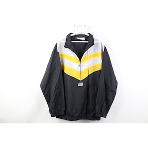 90-tals streetwear herr medium reflekterande halv dragkedja pullover vindjacka, vintage färgblocksvindjacka, vindjacka från 1990-talet