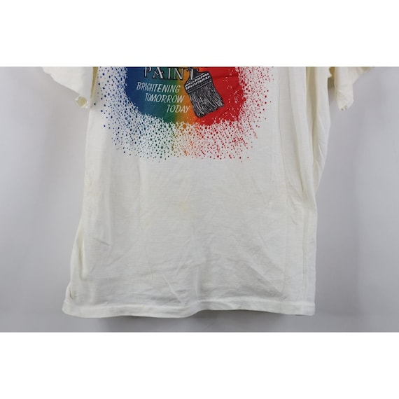 80s 90s Streetwear Mens Large Distressed Glidden Paint Rainbow T-Shirt, Vintage Glidden Paint T-Shirt, 1980s Rainbow Paint T-Shirt, 90s Tee View 3