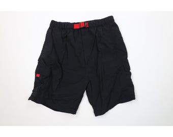 90s Marlboro Mens Medium Faded Above Knee Belted Trekking Cargo Shorts, Vintage Marlboro Cargo Shorts, 1990s Marlboro Trekking Shorts, 90s