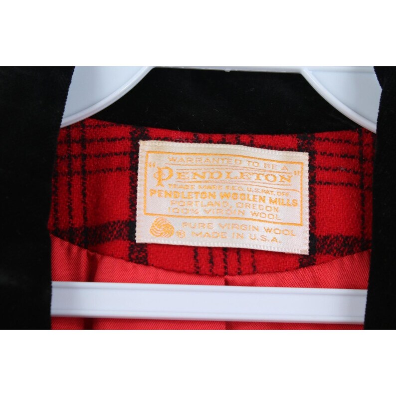 Années 90 Pendleton Womens 16 garniture en velours laine costume blazer veste rouge à carreaux USA, veste blazer Vinage Buisnesscore, veste blazer Pendleton en laine image 5