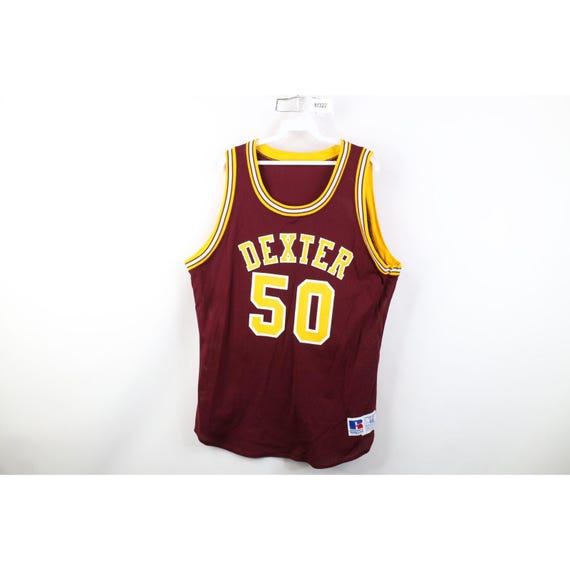 90s Russell Athletic Mens 46 Dexter Michigan Basketball Jersey Mesh USA, Vintage Russell Athletic Basketball Jersey, 90s Basketball Jersey