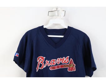 80s 90s Russell Athletic Mens Small Atlanta Braves Baseball Jersey