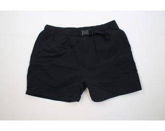 90s Lands End Womens Large Faded Belted Lined Trekking Cargo Shorts Black, Vintage Lands End Cargo Shorts, 1990s Trekking Shorts, 90s Shorts