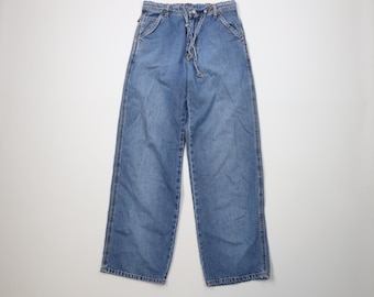 90s Ralph Lauren Mens Small Faded Spell Out Wide Leg Denim Jeans Blue, Vintage Ralph Lauren Jeans, 1990s Ralph Lauren Jeans, Vintage Jeans