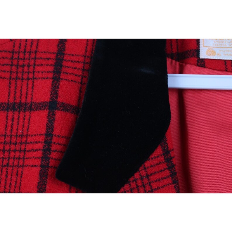 Années 90 Pendleton Womens 16 garniture en velours laine costume blazer veste rouge à carreaux USA, veste blazer Vinage Buisnesscore, veste blazer Pendleton en laine image 4