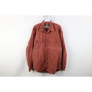 90s Cabelas Mens Large Faded Elbow Patch Collared Button Shirt Red Cotton, Vintage Cabelas Button Shirt, Mens Collared Button Shirt, 1990s