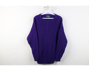 Grand pull blanc en grosse maille torsadée Streetwear pour femmes des années 90, violet, vintage, grosse maille côtelée des années 1990