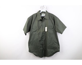 Deadstock Vintage 90er Jahre Streetwear Herren XL Hemd Mechaniker Arbeitskleidung Button Shirt Grün USA Hemd, 90er Jahre Hemd