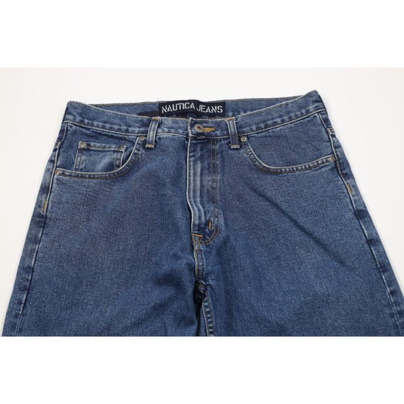 90s Y2K Nautica Mens 32x31 Faded Baggy Wide Leg Denim Jeans Blue 