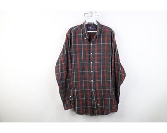 90er Jahre Ralph Lauren Herren XL Faded Flanell Kragenhemd Karo, Vintage Ralph Lauren Hemd, 1990er Jahre Ralph Lauren Hemd