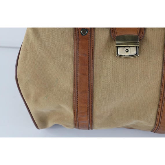 90s Streetwear Distressed Canvas Leather Handled Pull Open Doctors Bag, Vintage Leather Doctors BAg, Vintage Canvas Bag, Vintage Doctors Bag View 3