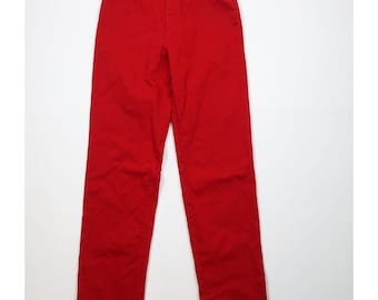 Pantalones vaqueros de mezclilla Ralph Lauren de los 90 para mujer, 6 pulgadas, descoloridos, elásticos, de pierna recta, color rojo. Pantalones vaqueros vintage Ralph Lauren. Pantalones vaqueros Ralph Lauren de los 90.