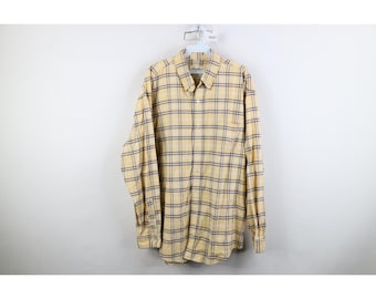 90s Eddie Bauer Mens Large Faded Heavyweight Collared Button Down Shirt, Vintage Eddie Bauer Button Down Shirt, 1990s Collared Button Shirt