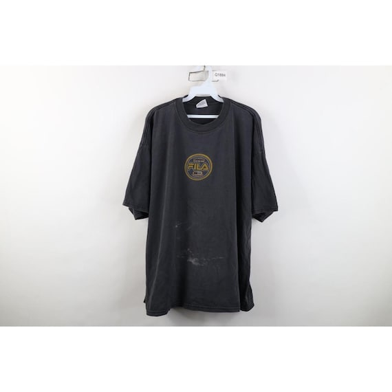 Fila, 90s Fila T-Shirt Mens Size XL Black Distressed Spell Out Baggy Cotton USA, Vintage Fila T-Shirt, 1990s Fila T-Shirt, Vintage Baggy T-Shirt