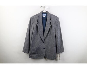 Chaqueta tipo blazer de lana con estampado de espiga para mujer, modelo Deadstock Vintage 90s Pendleton, talla 14. Chaqueta tipo blazer vintage Pendleton.