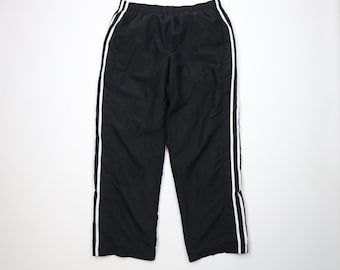 90s Y2K Streetwear Mens Large Distressed Lined Wide Leg Microfiber Pants, Vintage Wide Leg Pants, 1990s Microfiber Pants, Vintage Mens Pants