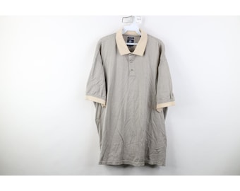 Camisa Polo de Golfe Masculina Pebble Beach, Tamanho XL, Listrada e com Malha em Zigue-Zague, Estilo Anos 90 (Y2K) - Camisa Polo de Golfe Vintage Listrada, Camisa Polo de Golfe com Malha em Zigue-Zague dos Anos 90