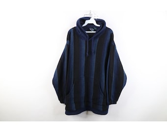 Felpa con cappuccio da donna anni '90 Streetwear 1X a righe con blocchi di colore, felpa vintage in pile, felpa con cappuccio in pile con blocchi di colore