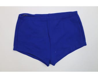 50s 60s Mens 38 Blank Knit Beach Pool Swim Suit Briefs Blue Polyester USA, 1950s Swim Suit Briefs, 1950s Summer Briefs, 1960s Beach Shorts