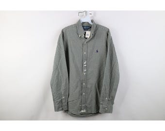 Deadstock Vintage 90s Y2K Ralph Lauren Mens Medium Collared Button Down Shirt, Vintage Ralph Lauren Button Down Shirt, 1990s Ralph Lauren