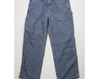 Vintage Y2K 2000 Gap Mens 40x30 Herringbone Twill Carpenter Wide Leg Denim Jeans, Vintage Gap Wide Leg Jeans, Y2K Gap HBT Herringbone Jeans