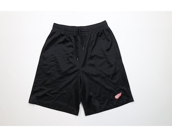 Pantalones cortos de hockey de malla por encima de la rodilla para hombre de los Detroit Red Wings de los 90, color negro, talla pequeña. Pantalones cortos de hockey vintage de los Detroit Red Wings. Pantalones cortos de hockey de los Red Wings de los años 90.