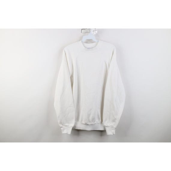 90s Streetwear Womens Large Blank Raglan Crewneck Sweatshirt White USA, Vintage Blank Crewneck Sweatshirt, 1990s Crewneck Sweatshirt, Raglan
